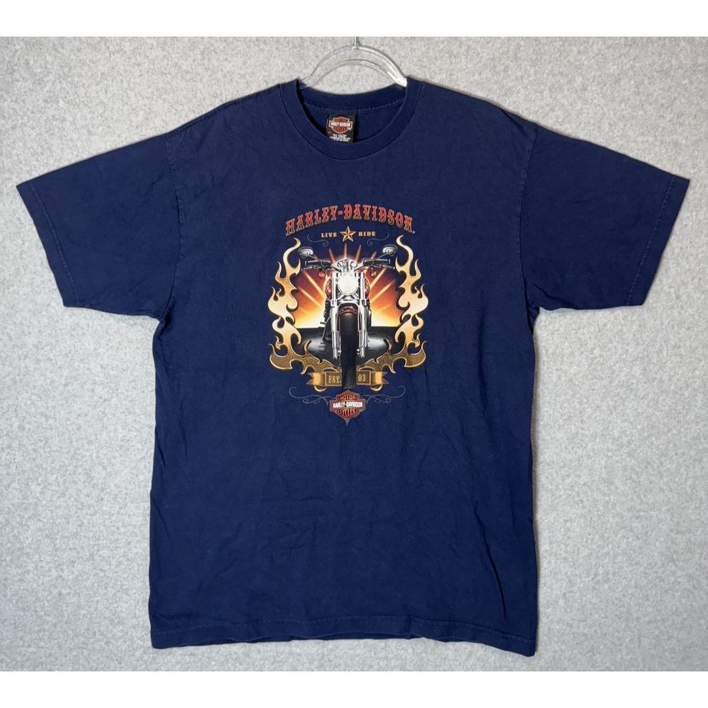 Harley-Davidson Shirt Mens Extra Large Live To Ride Motorcycle Flame Graphic